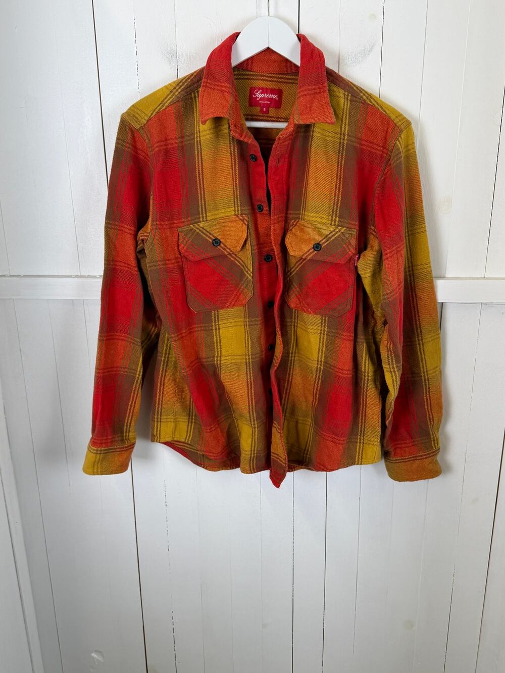 Supreme Red Orange Cotton Button-Down Shirt Men’s Size S